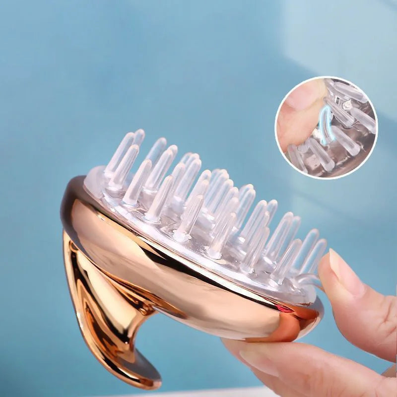 Brosse à shampooing en silicone pour cuir chevelu