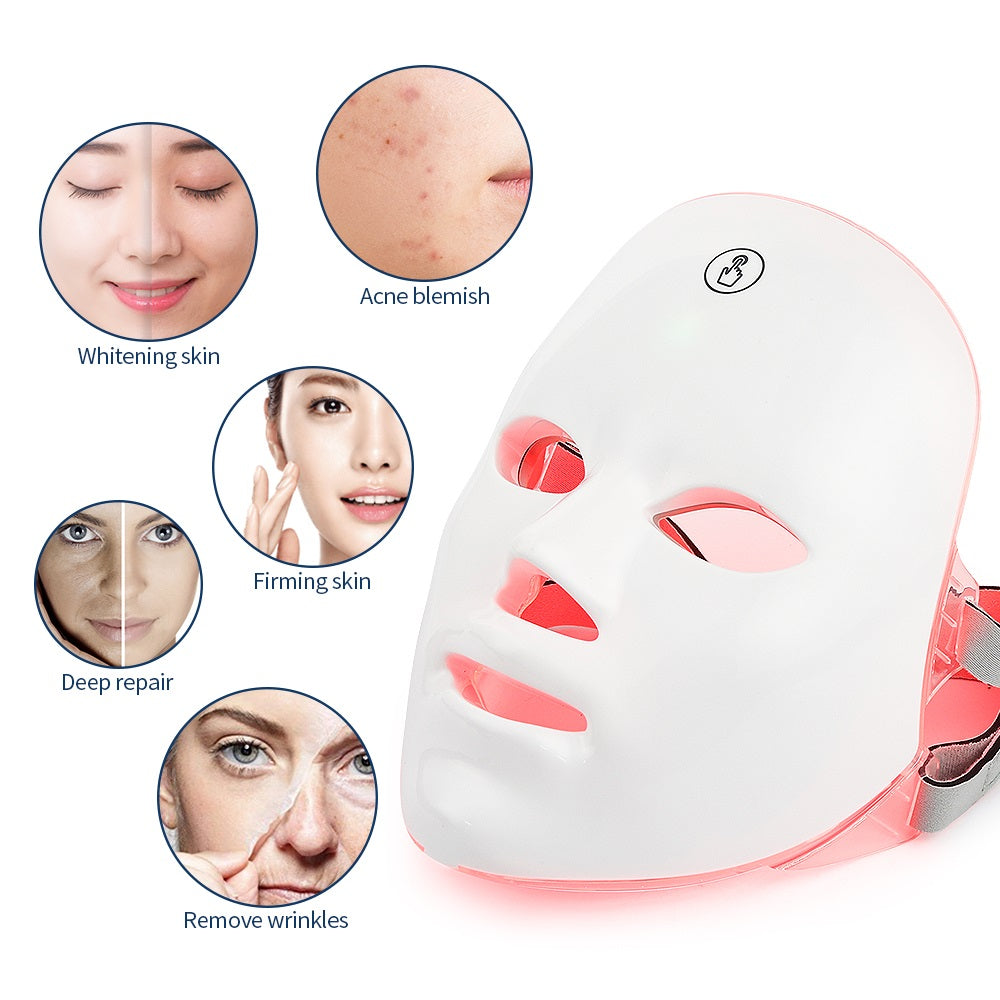 Masque facial anti-âge à LED pour le cou 2 en 1